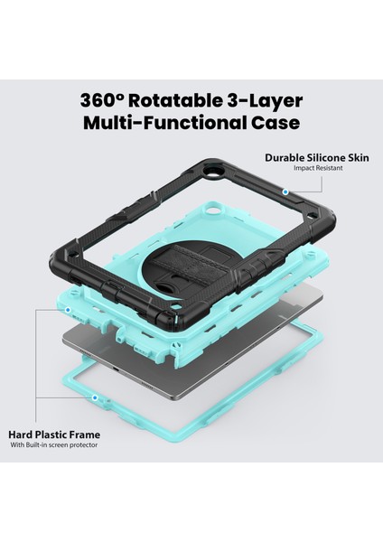 Samsung Galaxy Tab A9 SM X210 SM X216 SM X215 Koruyucu Pc Silikon Kick Stand Ekran Koruyuculu Tablet Kılıfı (Yurt Dışından) modelleri