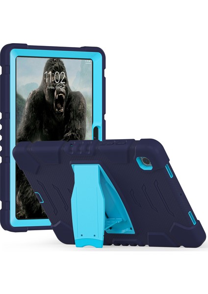 Samsung Galaxy Tab A8 10.5 (2021 2022) X200 205 Kickstand Pc Silikon Hibrit Çizilmez Lacivert Tablet Kılıfı (Yurt Dışından)