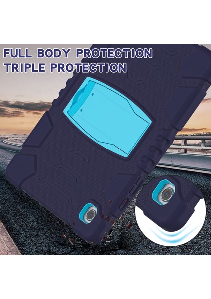Samsung Galaxy Tab A8 10.5 (2021 2022) X200 205 Kickstand Pc Silikon Hibrit Çizilmez Lacivert Tablet Kılıfı (Yurt Dışından)