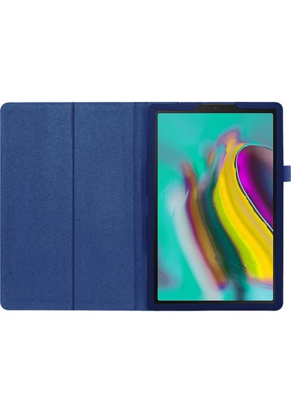 Samsung Galaxy Tab A 10.1 (2019) Litchi Texture Deri Çizilmeye Dayanıklı Çift Katlı Stand Elastik Askılı Flip Tablet Kılıfı (Yurt Dışından)