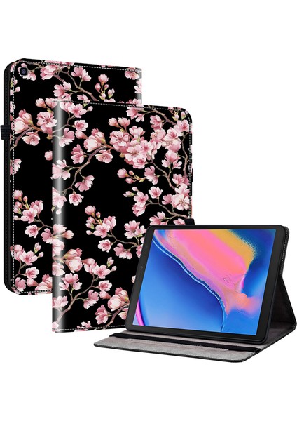 Samsung Galaxy Tab A 8.0 (2019) SM T290 (WI FI) SM T295 (LTE) SM T297 Desen Baskı Flip Kart Tutucu Erik Çiçeği Tablet Kılıfı (Yurt Dışından)