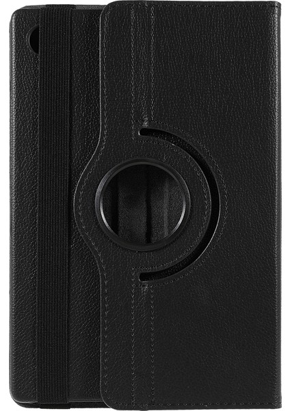 Samsung Galaxy Tab A8 10.5 (2021) Litchi Doku Pu Deri 360 Derece Dönebilen Standlı Koruyucu Elastik Bantlı Tablet Kılıfı (Yurt Dışından)