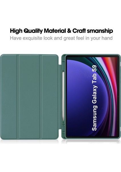 Samsung Galaxy Tab S9 Üç Katlı Stand Pu Deri Otomatik Uyandırma uyku Kalem Yuvası Tablet Kılıfı (Yurt Dışından)