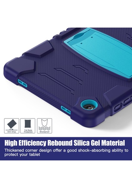 Samsung Galaxy Tab A9 Pc Kickstand Silikon Koruyucu Lacivert Tablet Kılıfı (Yurt Dışından)