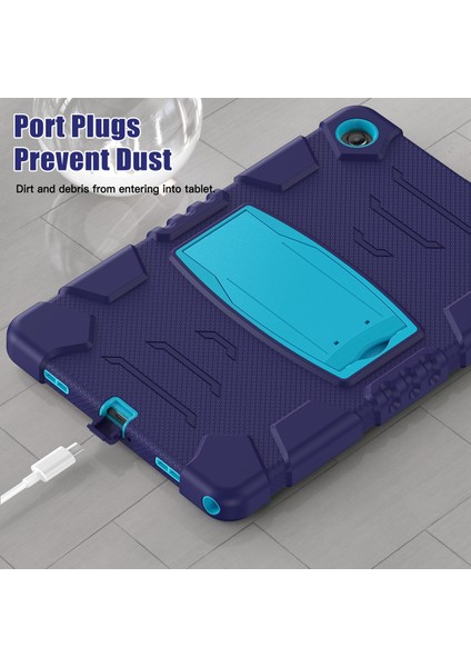 Samsung Galaxy Tab A9 Pc Kickstand Silikon Koruyucu Lacivert Tablet Kılıfı (Yurt Dışından)