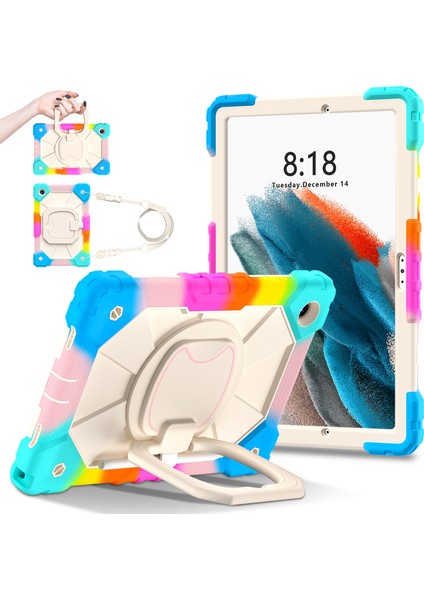 Samsung Galaxy Tab A8 10.5 (2021 2022) Omuz Askılı Silikon Pc Tablet Kılıfı (Yurt Dışından)