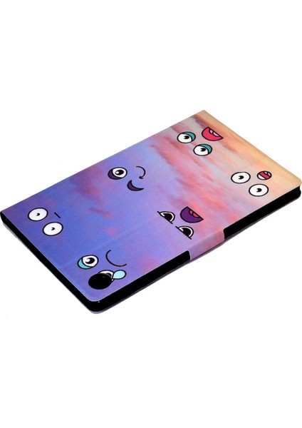Samsung Galaxy Tab A8 10.5 (2021 2022) Çift Taraflı Manyetik Baskı Pu Deri Standlı Dikiş Kart Yuvaları Ifade Tablet Kılıfı (Yurt Dışından)