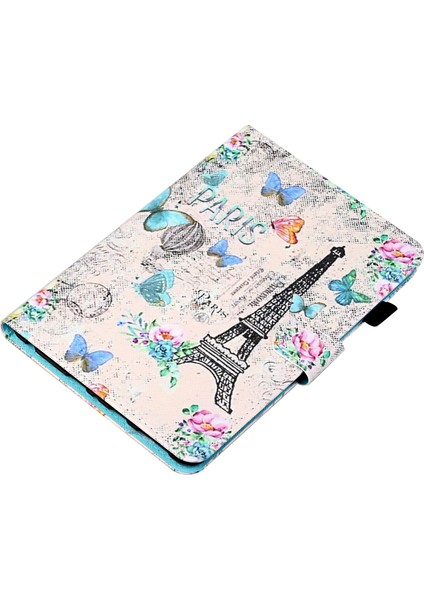 Samsung Galaxy Tab A9 Pu Deri Standı Desen Kule Çiçek Tablet Kılıfı (Yurt Dışından)