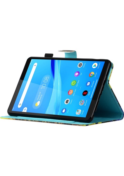Samsung Galaxy Tab A9 Pu Deri Standı Desen Kule Çiçek Tablet Kılıfı (Yurt Dışından)