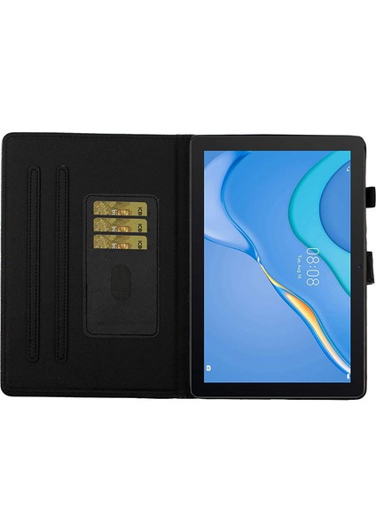 Samsung Galaxy Tab A9 Işıltılı Toz Kart Yuvası Pu Deri Tablet Kılıfı (Yurt Dışından)
