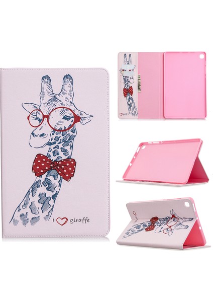 Desen Baskı Çevirme Deri Cüzdan Samsung Galaxy Tab S6 Lite (2020) P610 P615 (2022 2024) ZÜRAFA Tablet Kılıfı (Yurt Dışından)