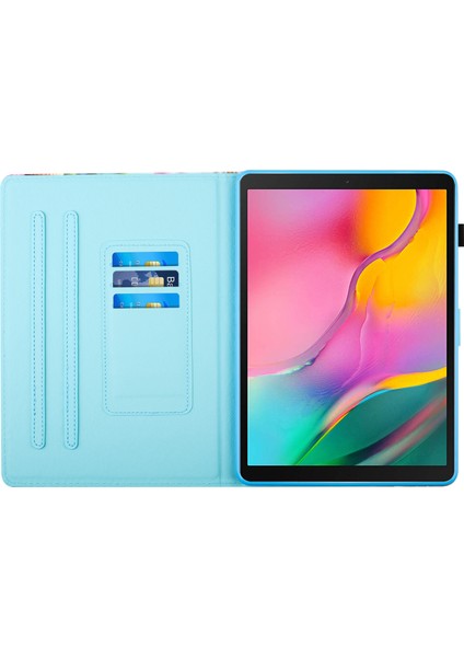 Samsung Galaxy Tab S6 Lite (2024 2022 (2020) SM P610 P615 Deri Kart Yuvaları Standı Deniz Dalgası Tablet Kılıfı (Yurt Dışından)