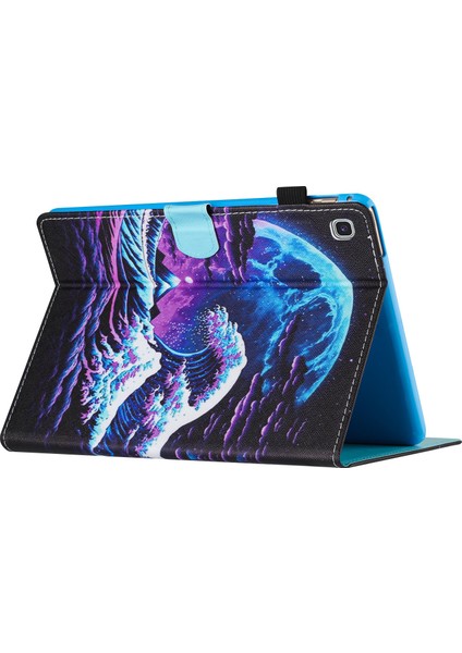 Samsung Galaxy Tab S6 Lite (2024 2022 (2020) SM P610 P615 Deri Kart Yuvaları Standı Deniz Dalgası Tablet Kılıfı (Yurt Dışından)