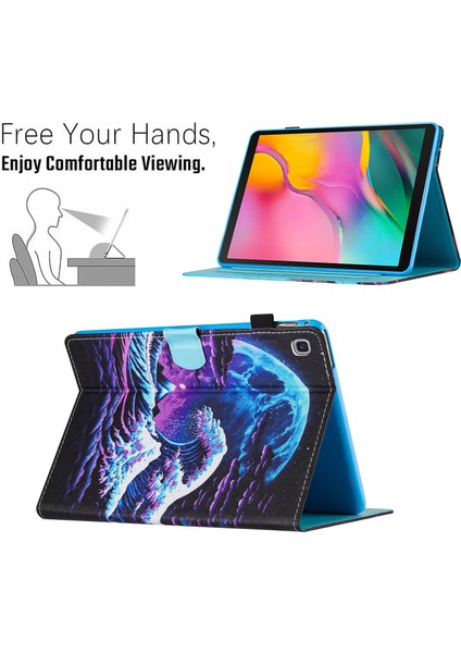 Samsung Galaxy Tab S6 Lite (2024 2022 (2020) SM P610 P615 Deri Kart Yuvaları Standı Deniz Dalgası Tablet Kılıfı (Yurt Dışından)
