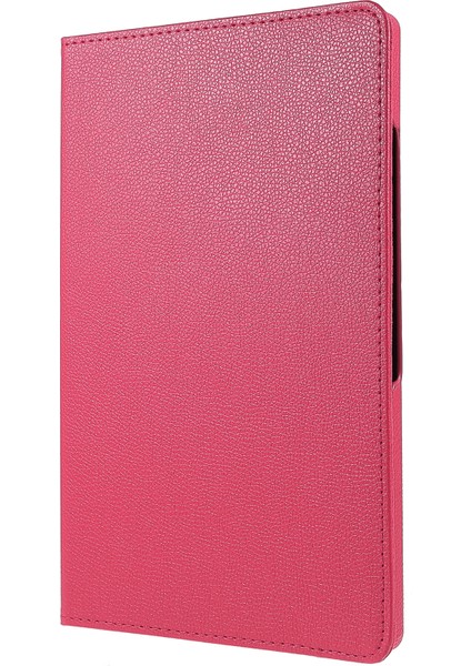 Samsung Galaxy Tab A8 10.5 (2021) Litchi Doku Pu Deri 360 Derece Dönebilen Stand Koruyucu Elastik Bantlı Tablet Kılıfı (Yurt Dışından)