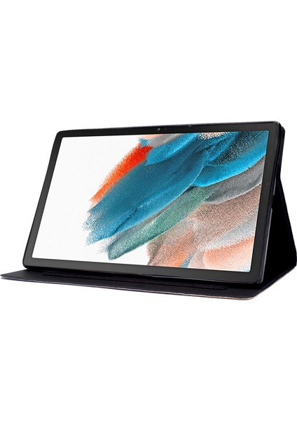 Samsung Galaxy Tab A8 10.5 (2021 2022) Çift Taraflı Manyetik Baskı Pu Deri Kart Yuvaları Dikiş Standı Kurt Tablet Kılıfı (Yurt Dışından)