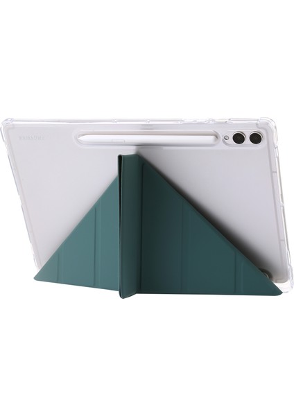 Samsung Galaxy Tab S9 Origami Üç Katlı Stand Pu Deri Akrilik Tpu Otomatik Uyandırma uyku Gece Yarısı Tablet Kılıfı (Yurt Dışından)