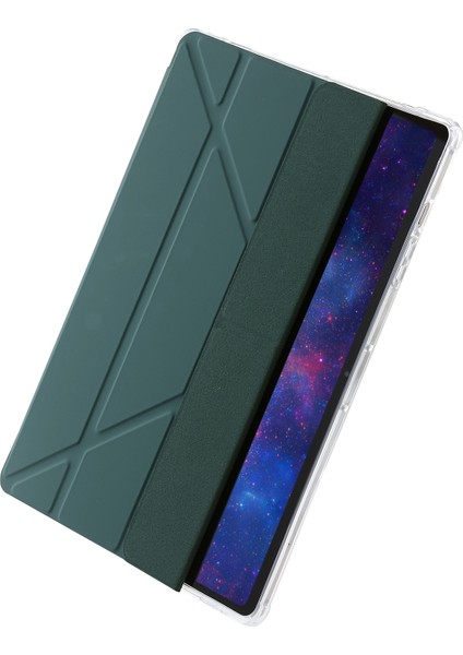 Samsung Galaxy Tab S9 Origami Üç Katlı Stand Pu Deri Akrilik Tpu Otomatik Uyandırma uyku Gece Yarısı Tablet Kılıfı (Yurt Dışından)