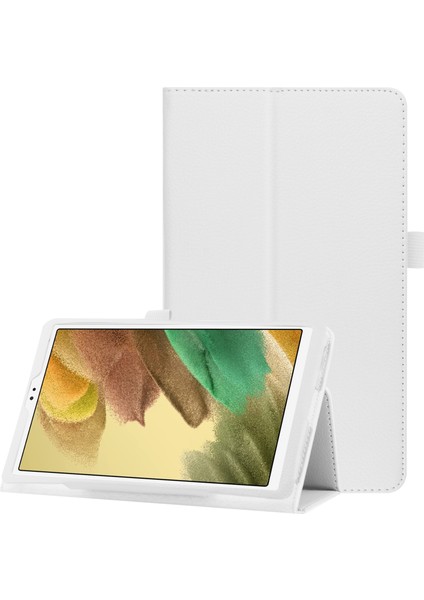 Hafif İnce Litchi Doku Pu Deri Folyo Standı Samsung Galaxy Tab A7 Lite 8 7 Inç Beyaz Tablet Kılıfı (Yurt Dışından)