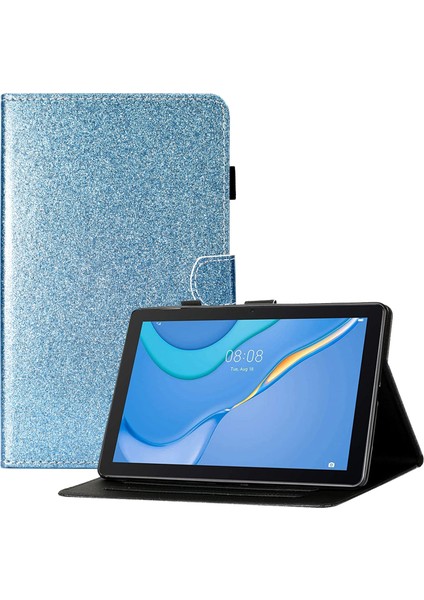 Samsung Galaxy Tab A9 Işıltılı Toz Kart Yuvası Pu Deri Tablet Kılıfı (Yurt Dışından)