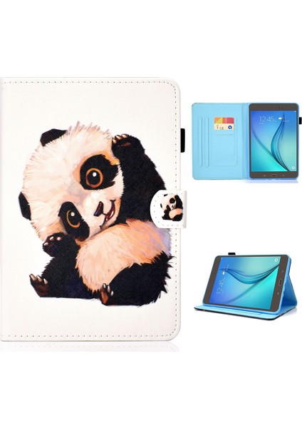 Samsung Galaxy Tab A 8.0 SM T350 (2015) Deri Standlı kart Yuvalı Dikişli Manyetik Tablet Kılıfı (Yurt Dışından)