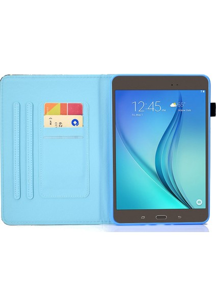 Samsung Galaxy Tab A 8.0 SM T350 (2015) Deri Standlı kart Yuvalı Dikişli Manyetik Tablet Kılıfı (Yurt Dışından)