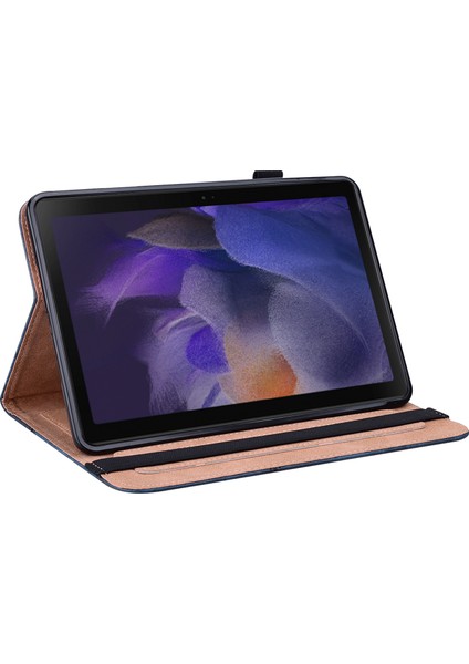 Samsung Galaxy Tab A8 10.5 (2021) Pu Deri Çok Açılı Görüş Folyosu Kart Yuvalı Elastik Bantlı Stand Tablet Kılıfı (Yurt Dışından)