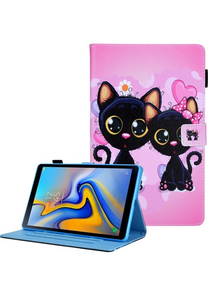 Desen Baskı Deri Samsung Galaxy Tab A7 Lite 8.7 (2021) T220 T225 Cats Kart Tutucu Standı Tablet Kılıfı (Yurt Dışından)