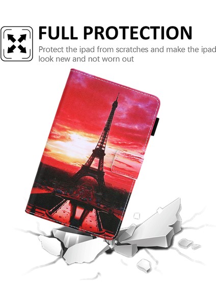 Desen Baskı Standı Deri Koruyucu Samsung Galaxy Tab A7 Lite 8.7 (2021) T220 T225 TOWER Tablet Kılıfı (Yurt Dışından)