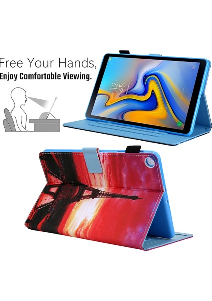 Desen Baskı Standı Deri Koruyucu Samsung Galaxy Tab A7 Lite 8.7 (2021) T220 T225 TOWER Tablet Kılıfı (Yurt Dışından)