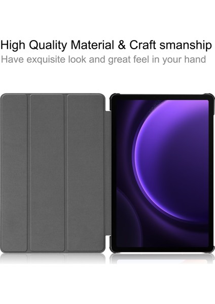 Samsung Galaxy Tab S9 Fe Durumda Üç Katlı Stand Pu Deri Tablet Kılıfı (Yurt Dışından)