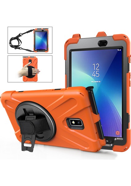 Samsung Galaxy Tab Aktif 2 8.0 T395 T390 Pc Tpu Combo Kick Standlı Omuz Askısı Tablet Kılıfı (Yurt Dışından)