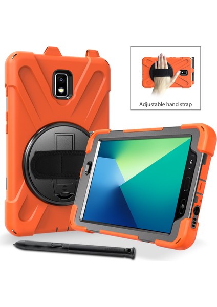Samsung Galaxy Tab Aktif 2 8.0 T395 T390 Pc Tpu Combo Kick Standlı Omuz Askısı Tablet Kılıfı (Yurt Dışından)
