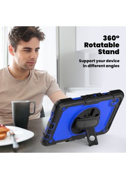 Seashell Digital Samsung Galaxy Tab A9 SM X110 SM X115 Kick Stand Pc Silikon Pet Ekran Koruyucu Omuz Askılı Tablet Kılıfı (Yurt Dışından)