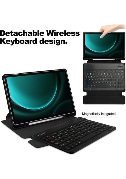 Samsung Galaxy Tab S9 Fe Bluetooth Klavye Döner Standlı Tablet Kılıfı (Yurt Dışından)