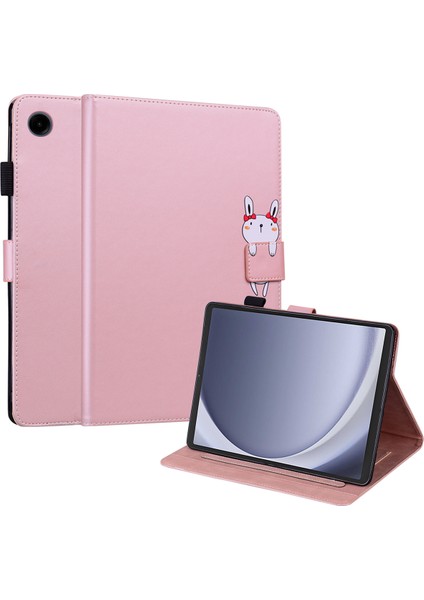 Samsung Galaxy Tab A9 Deri Karikatür Hayvan Manyetik Toka Tablet Kılıfı (Yurt Dışından)