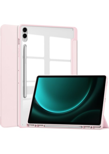 Samsung Galaxy Tab S9 Fe Şeffaf Kalem Yuvası Üç Katlı Stand Tablet Kılıfı (Yurt Dışından)