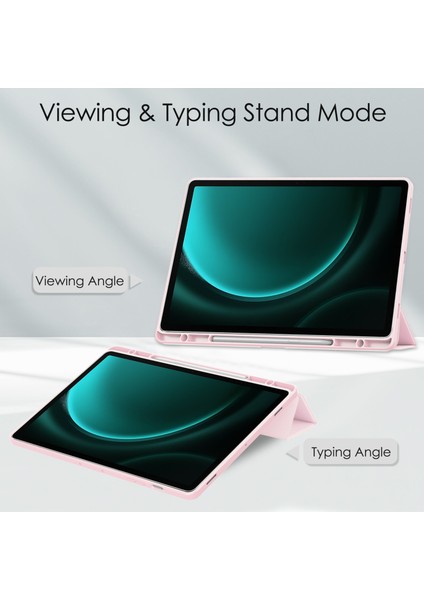 Samsung Galaxy Tab S9 Fe Şeffaf Kalem Yuvası Üç Katlı Stand Tablet Kılıfı (Yurt Dışından)