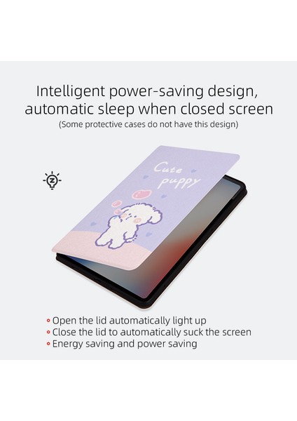 Samsung Galaxy Tab A9 Karikatür Desenli Pu Deri Akıllı Ayı Tablet Kılıfı (Yurt Dışından)