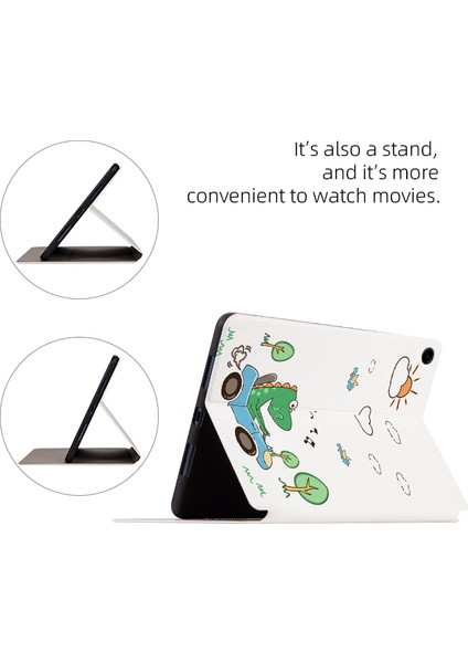 Samsung Galaxy Tab A9 Karikatür Desenli Pu Deri Akıllı Ayı Tablet Kılıfı (Yurt Dışından)