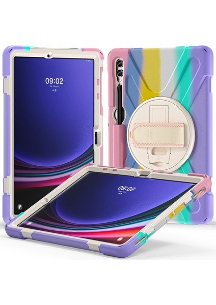 Samsung Galaxy Tab S9 Fe s9 s8 s7 Bilek Kayışı Çizilmez Pc Silikon Tekme Standı Tablet Kılıfı (Yurt Dışından)
