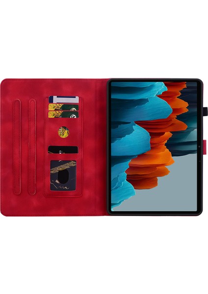 Samsung Galaxy Tab S7 s8 Çiçek Baskı Pu Deri Damla Geçirmez Tablet Kılıfı (Yurt Dışından)