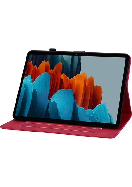 Samsung Galaxy Tab S7 s8 Çiçek Baskı Pu Deri Damla Geçirmez Tablet Kılıfı (Yurt Dışından)