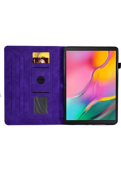 Samsung Galaxy Tab A 10.1 (2019) T510 T515 Pu Deri Dikiş Hattı Standı Otomatik Uyandırma uyku Özelliği Çizilmez Tablet Kılıfı (Yurt Dışından)