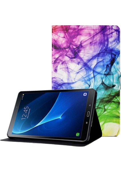 Samsung Galaxy Tab A 10.1 (2016) T580 T585 Desen Baskı Pu Deri Standlı Kart Yuvaları Duman Tablet Kılıfı (Yurt Dışından)