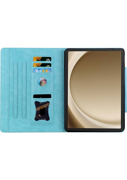 Samsung Galaxy Tab A9 X210 X215 X216 Pu Deri Folio Kart Yuvaları Gök Tablet Kılıfı (Yurt Dışından)