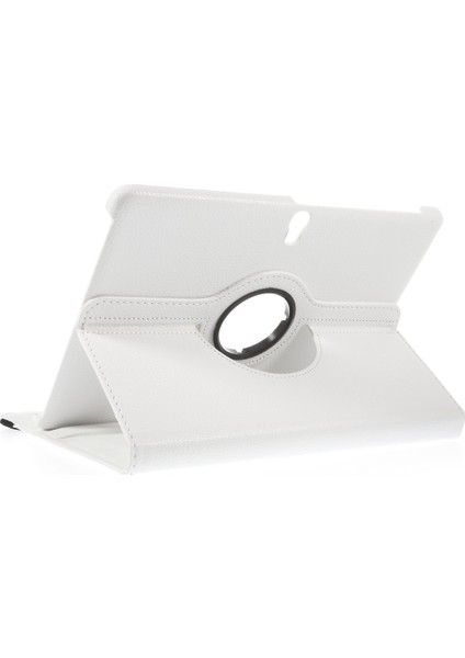 Döner Stand Litchi Tahıl Akıllı Deri Samsung Galaxy Tab S 10.5 T800 BEYAZ Tablet Kılıfı (Yurt Dışından)