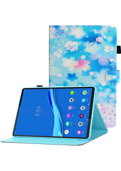 Samsung Galaxy Tab A8 10.5 (2021 2022) Baskı Dikiş Pu Deri Kart Yuvaları Kalem Tutucu Koruyucu Standı Tablet Kılıfı (Yurt Dışından)