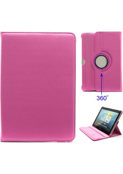360 Derece Döner Deri Standı Samsung Galaxy Tab 2 10.1 P5100 P5110 P7500 P7510 ROSE Tablet Kılıfı (Yurt Dışından)