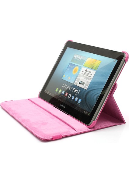 360 Derece Döner Deri Standı Samsung Galaxy Tab 2 10.1 P5100 P5110 P7500 P7510 ROSE Tablet Kılıfı (Yurt Dışından)